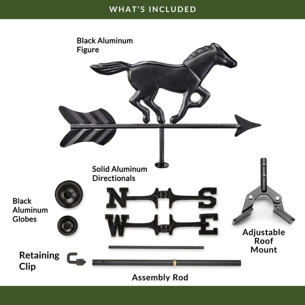 good directions Black Aluminum Horse Cottage Weathervane