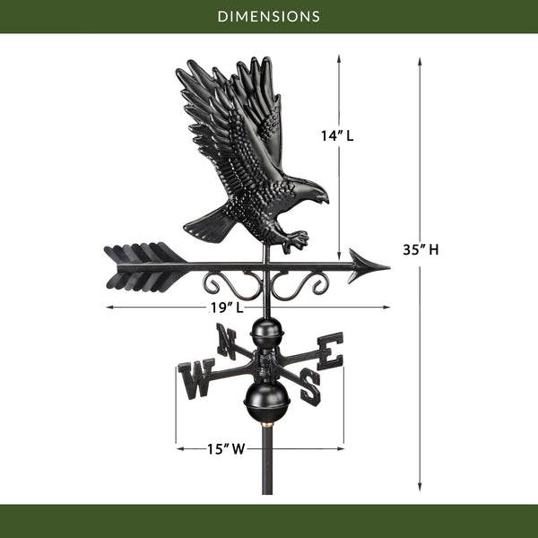 Good Directions Black Aluminum Majestic Eagle Standard Weathervane