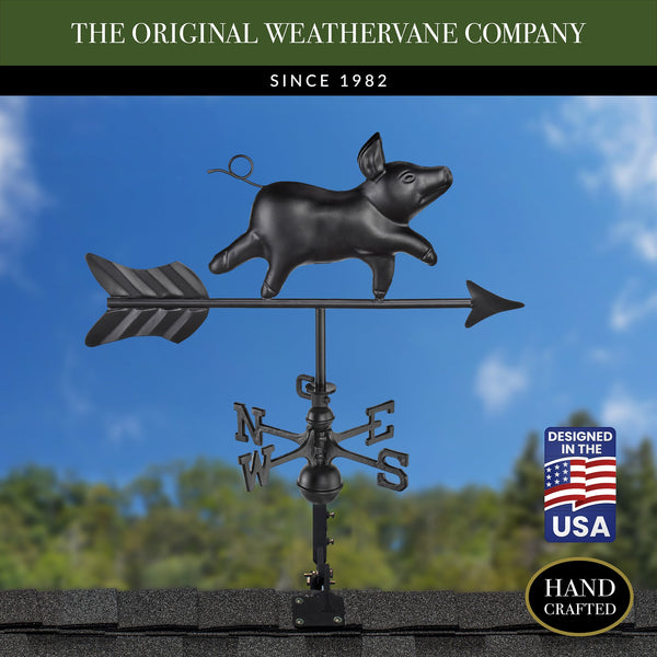 Good Directions Black Aluminum Pig Cottage Weathervane