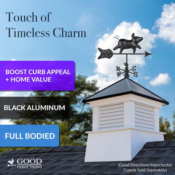 Good Directions Black Aluminum Pig Cottage Weathervane