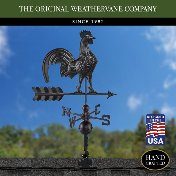 Good Directions Black Aluminum Rooster Standard Weathervane
