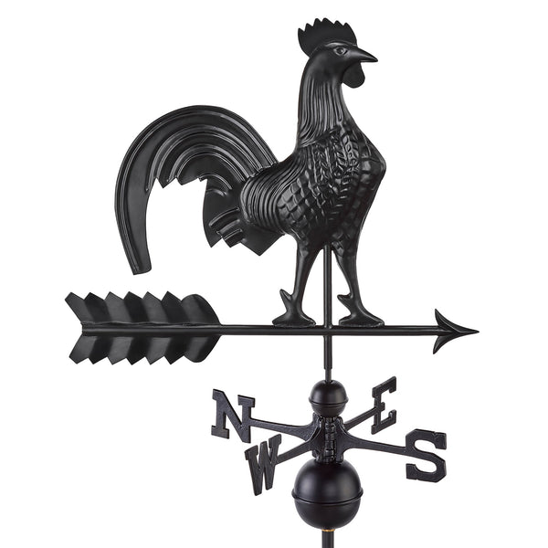 good directions Black Aluminum Rooster Standard Weathervane