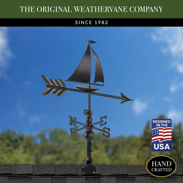 Good Directions Black Aluminum Sailboat Cottage Weathervane