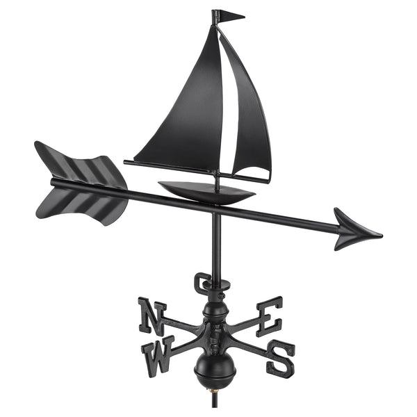 good directions Black Aluminum Sailboat Cottage Weathervane