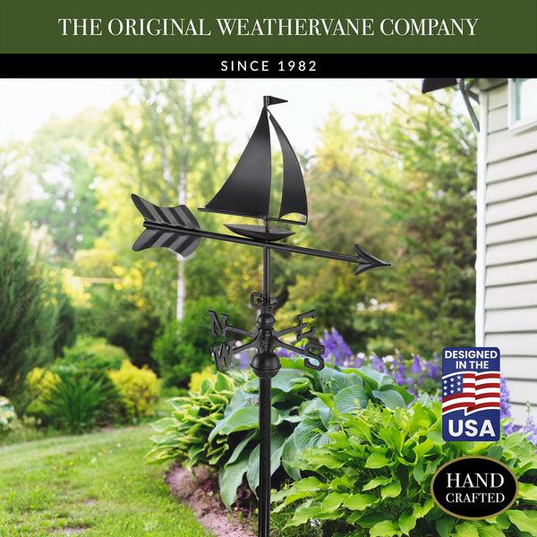 Good Directions Black Aluminum Sailboat Garden Weathervane