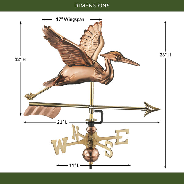 Good Directions Blue Heron With Arrow Cottage Weathervane