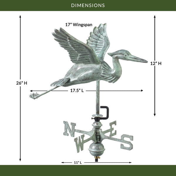 Good Directions Blue Verde Blue Heron Cottage Weathervane
