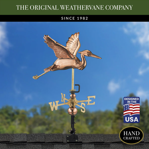 Good Directions Copper Blue Heron Cottage Weathervane