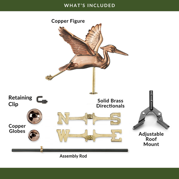 good directions Copper Blue Heron Cottage Weathervane