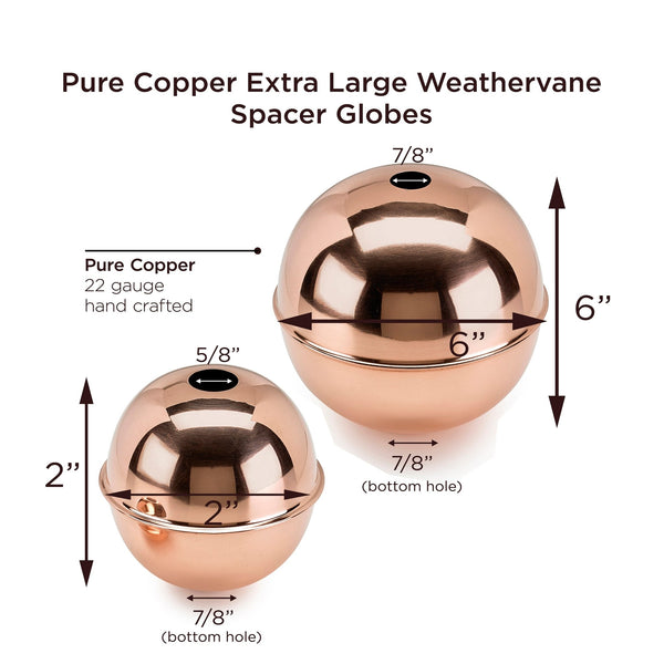 Good Directions Copper Extra-Large Weathervane 4" & 6" Spacer Ball Set
