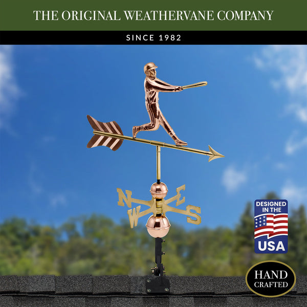 Good Directions Baseball Player Copper Weathervane