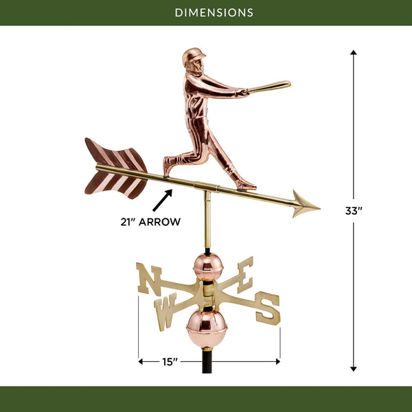 Good Directions Baseball Player Copper Weathervane