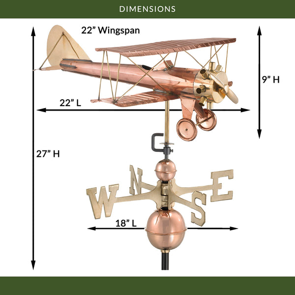 Good Directions Biplane Weathervane