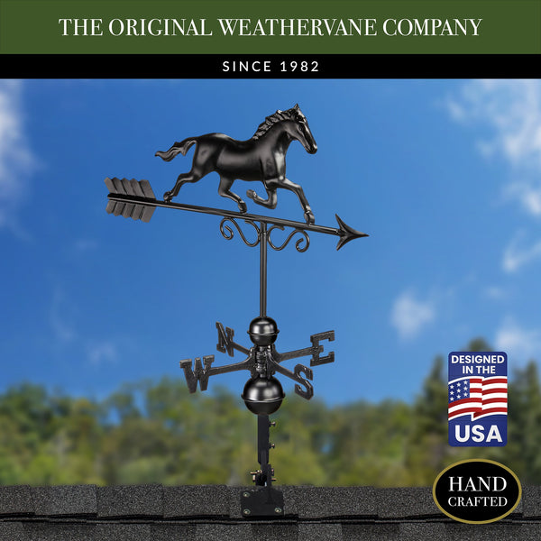 Good Directions Black Aluminum Galloping Horse