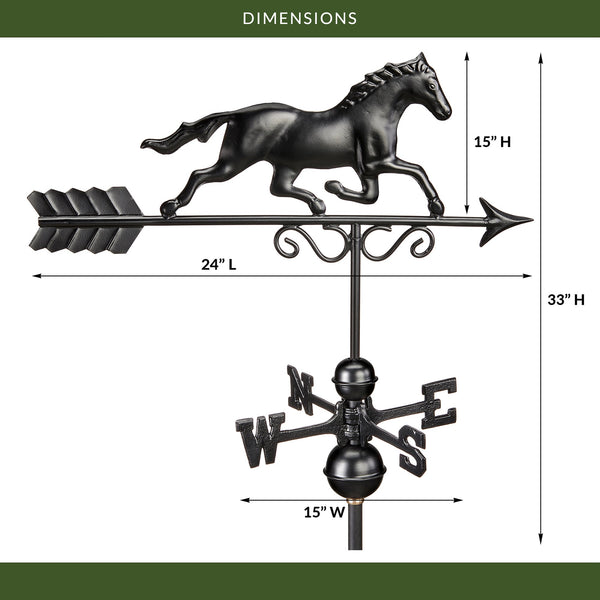 Good Directions Black Aluminum Galloping Horse