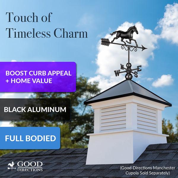 Good Directions Black Aluminum Galloping Horse