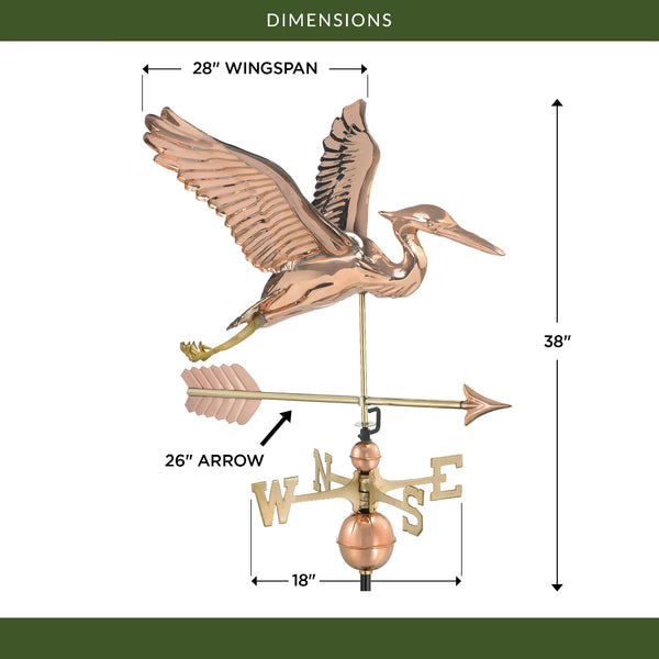 Good Directions Blue Heron With Arrow Weathervane