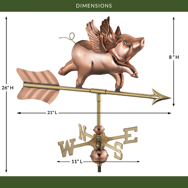 Good Directions Flying Pig Cottage Weathervane