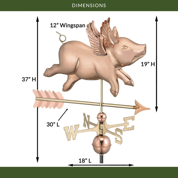 Good Directions Flying Pig With Arrow Weathervane