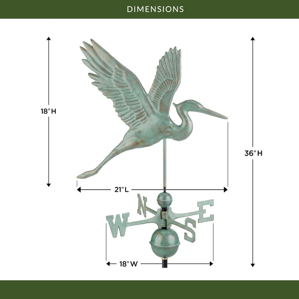 Good Directions Graceful Blue Heron Weathervane