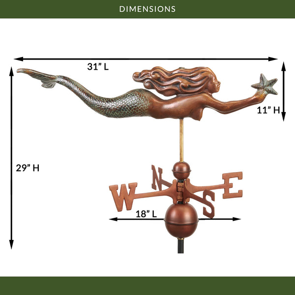 Good Directions Mermaid With Starfish Weathervane
