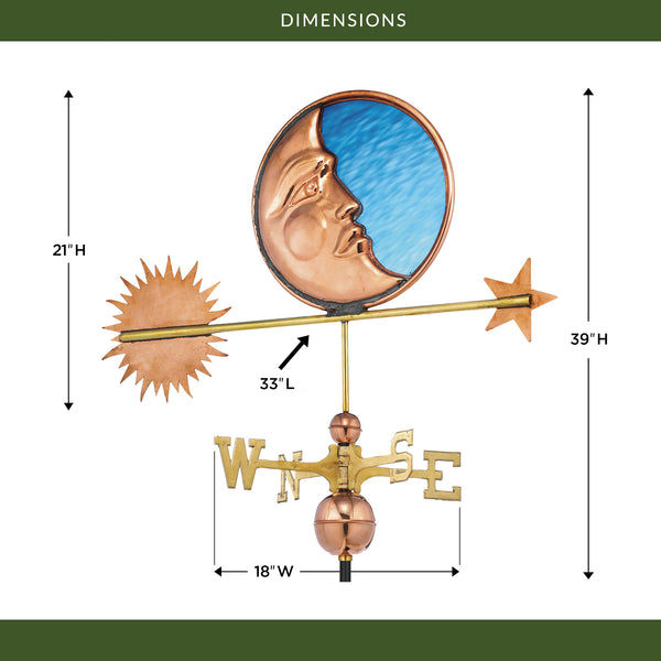 Good Directions Stained Glass Moon Weathervane
