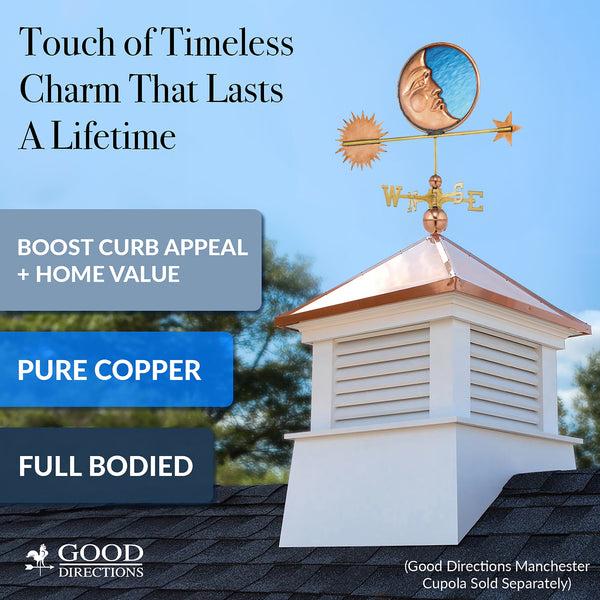 Good Directions Stained Glass Moon Weathervane