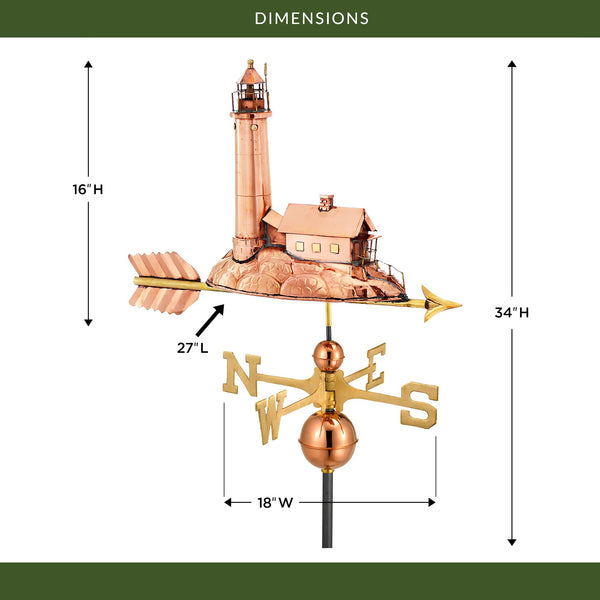 Good Directions Lighthouse Weathervane - Pure Copper By Good Directions
