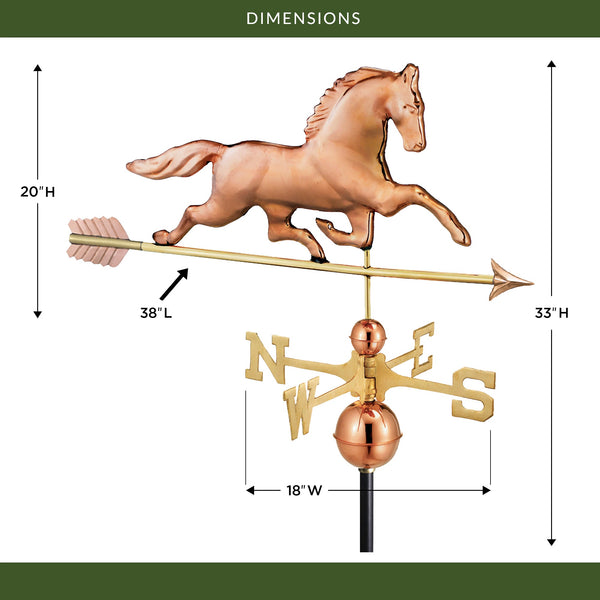 Good Directions Patchen Horse Weathervane With Arrow