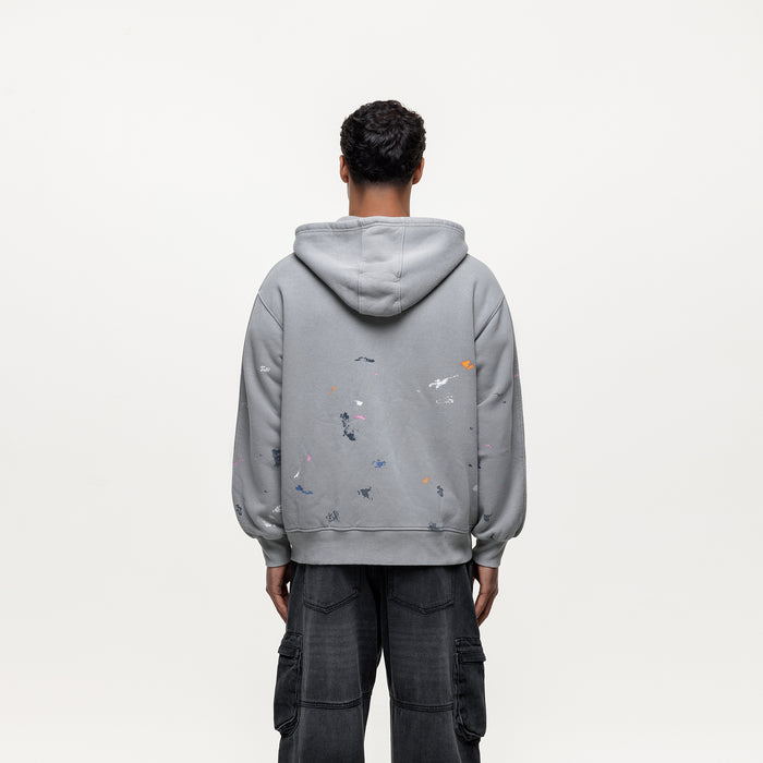 Good For Nothing Abstract Washed Grey Paint Hoodie (Final Sale)