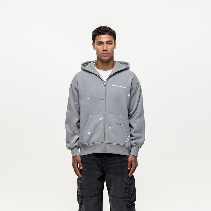 good for nothing Abstract Washed Grey Paint Hoodie (Final Sale)