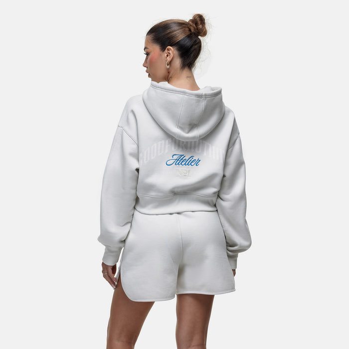 Good For Nothing Antiquity Off White Crop Zip Hoodie