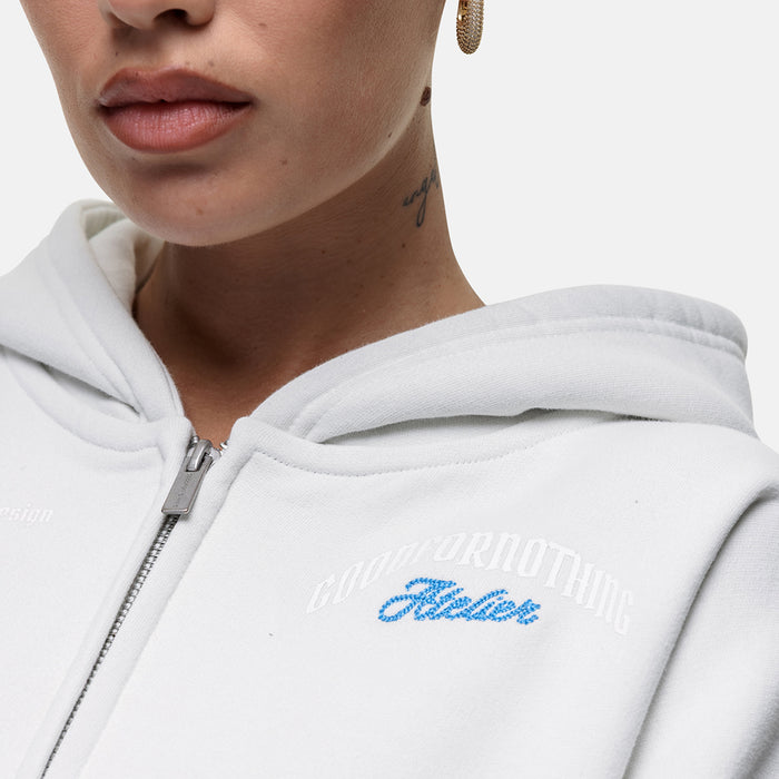 Good For Nothing Antiquity Off White Crop Zip Hoodie
