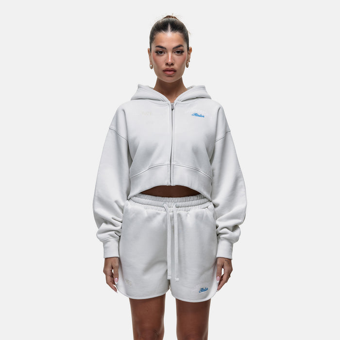 good for nothing Antiquity Off White Crop Zip Hoodie