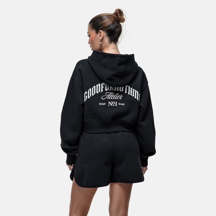 Good For Nothing Antiquity Washed Black Crop Zip Hoodie