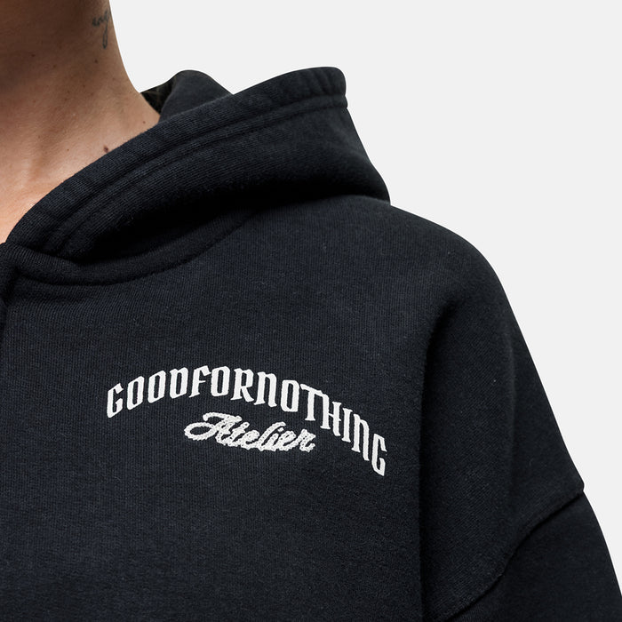 Good For Nothing Antiquity Washed Black Crop Zip Hoodie