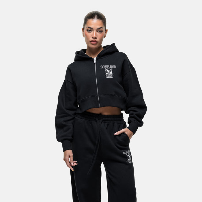 good for nothing Atelier Butterfly Black Zip Hoodie