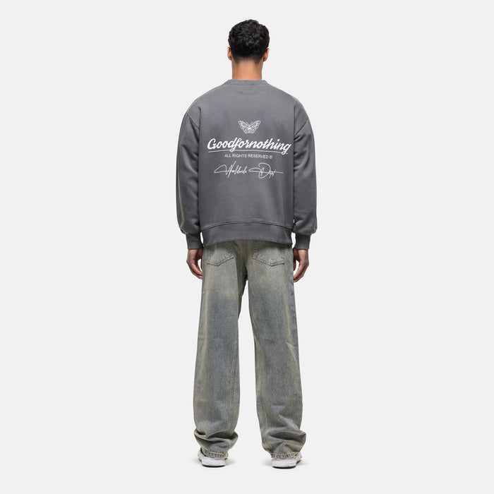 Good For Nothing Cult Butterfly Grey Washed Sweatshirt