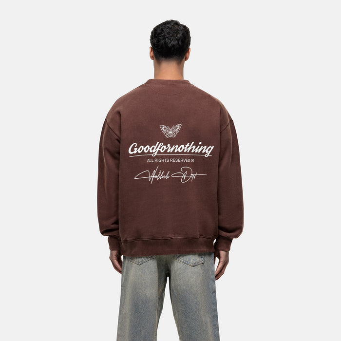 Good For Nothing Cult Butterfly Rust Washed Sweatshirt
