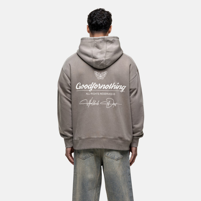 Good For Nothing Cult Butterfly Taupe Washed Hoodie