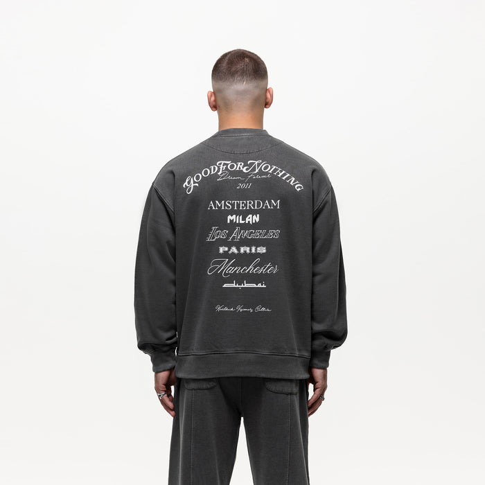 Good For Nothing Destination Washed Grey Sweatshirt