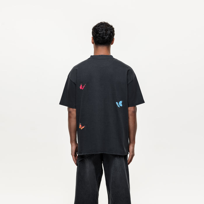 Good For Nothing Flight Butterfly Washed Black T-shirt