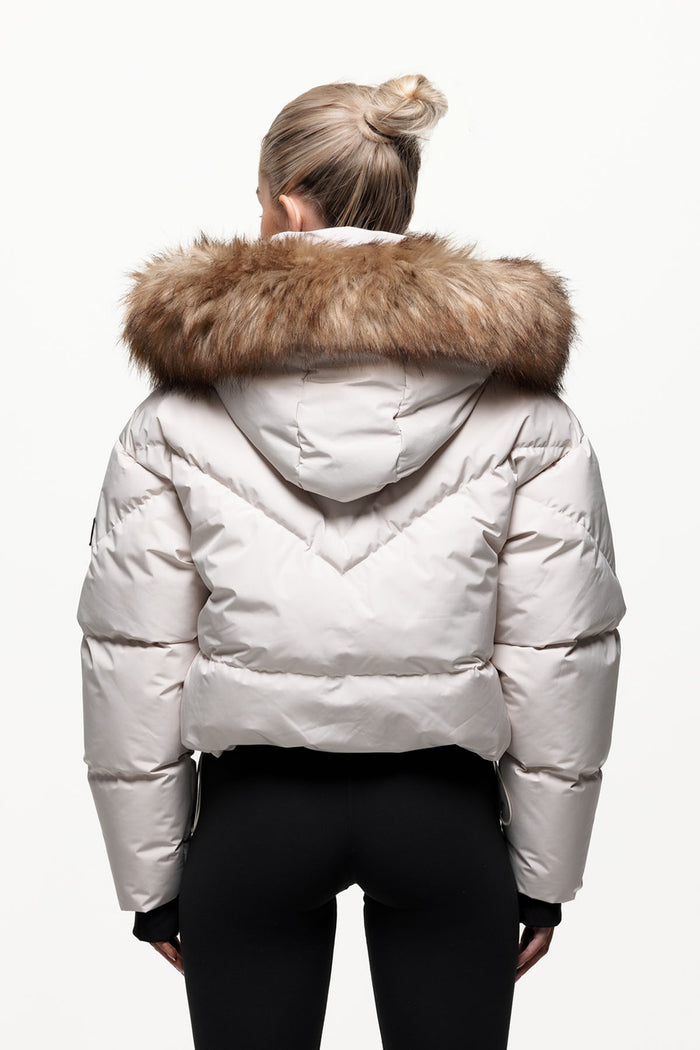 Good For Nothing Alps Faux Fur Cream Puffer Jacket