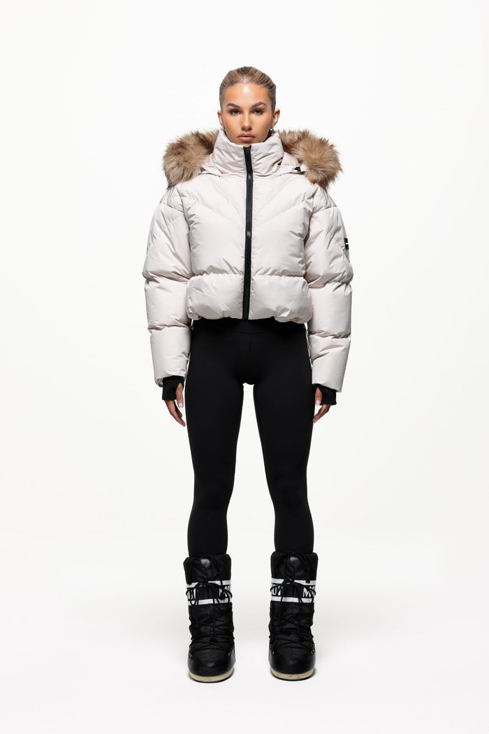 Good For Nothing Alps Faux Fur Cream Puffer Jacket