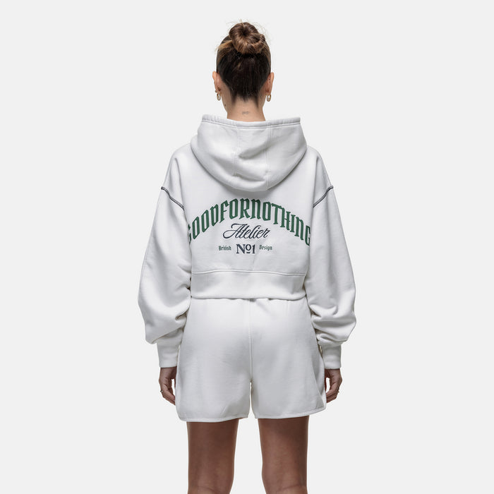 Good For Nothing Antiquity White Crop Zip Hoodie