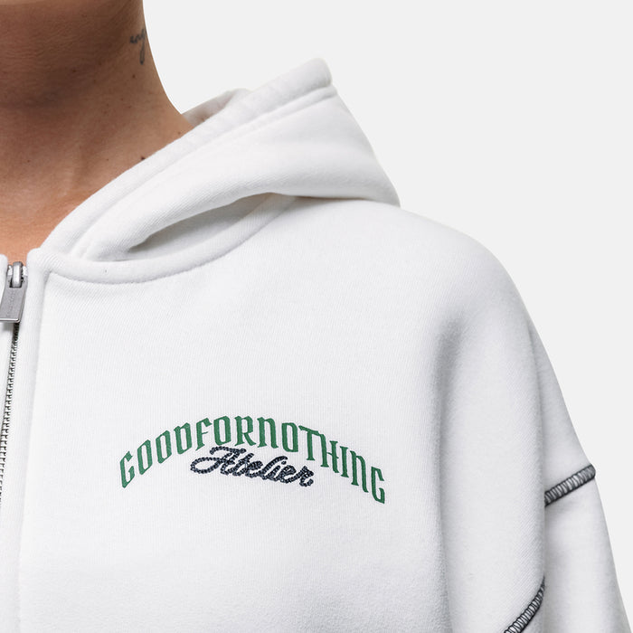 Good For Nothing Antiquity White Crop Zip Hoodie