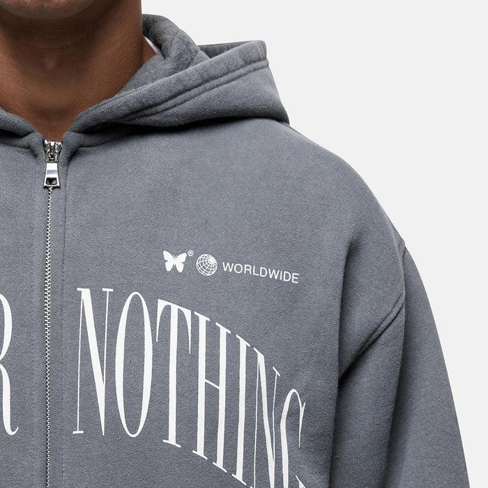 Good For Nothing Arch Washed Grey Zip Hoodie