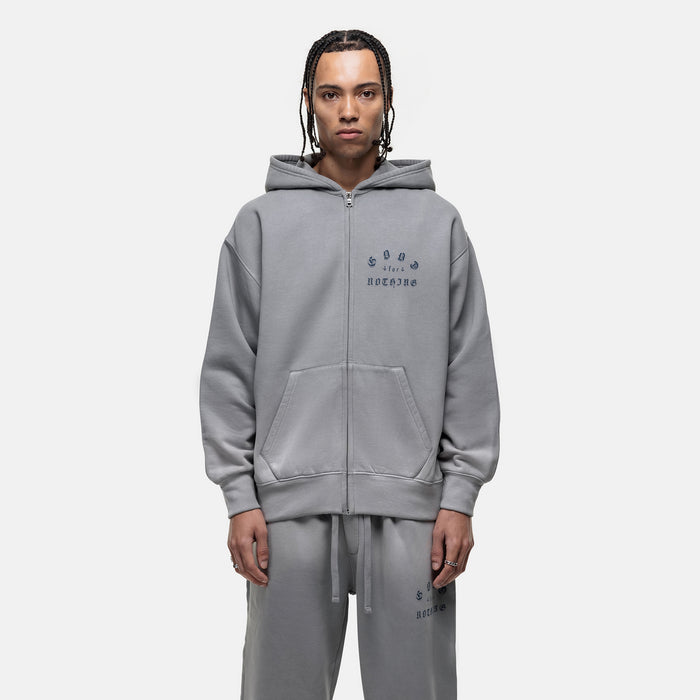 good for nothing California Washed Grey Zip Hoodie