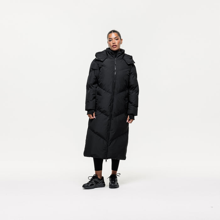 Good For Nothing Chevron Black Maxi Puffer Jacket