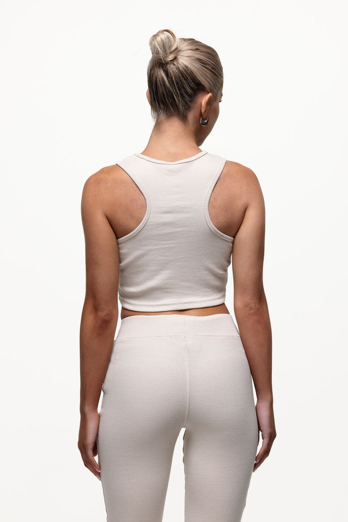 Good For Nothing Contour Ribbed Cream Tank Top